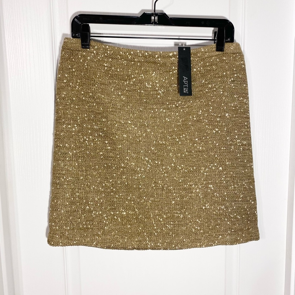 NWT Y2K Apt. 9 Metallic Gold Tweed Mini Pencil Skirt Size 8